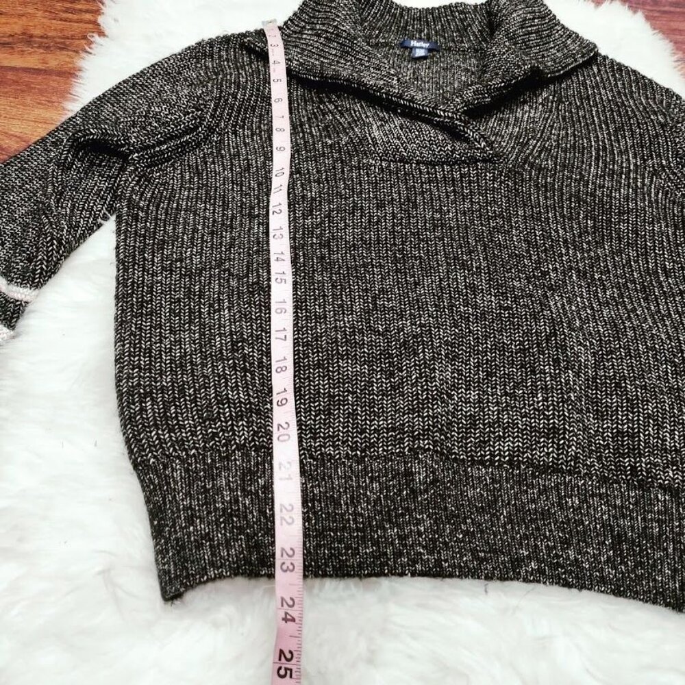 Hatley Collared V-Neck Womens Size M/M Striped Knit Pullover Sweater Gray White - Picture 10 of 11